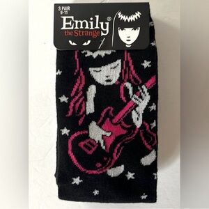 Three Pair Emily The Strange Assortment Design Crew Socks Pack Of 3 Medium 9-11